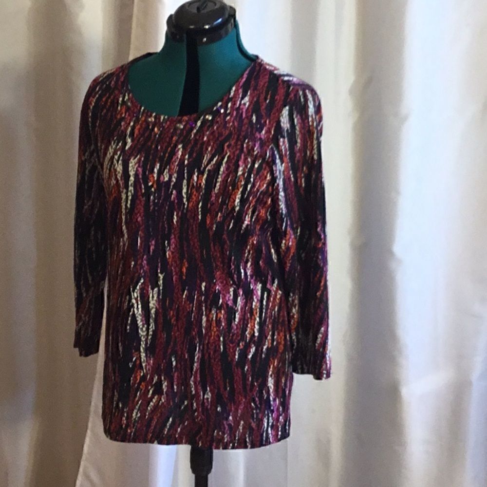 SAG HARBOR tunic style multi colored top in sizes small